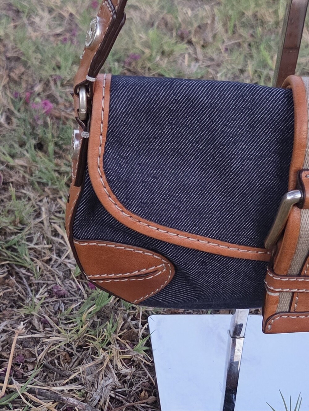 Michael Kors Blue Denim and Tan Leather Shoulder Bag- EUC - Picture 9 of 9